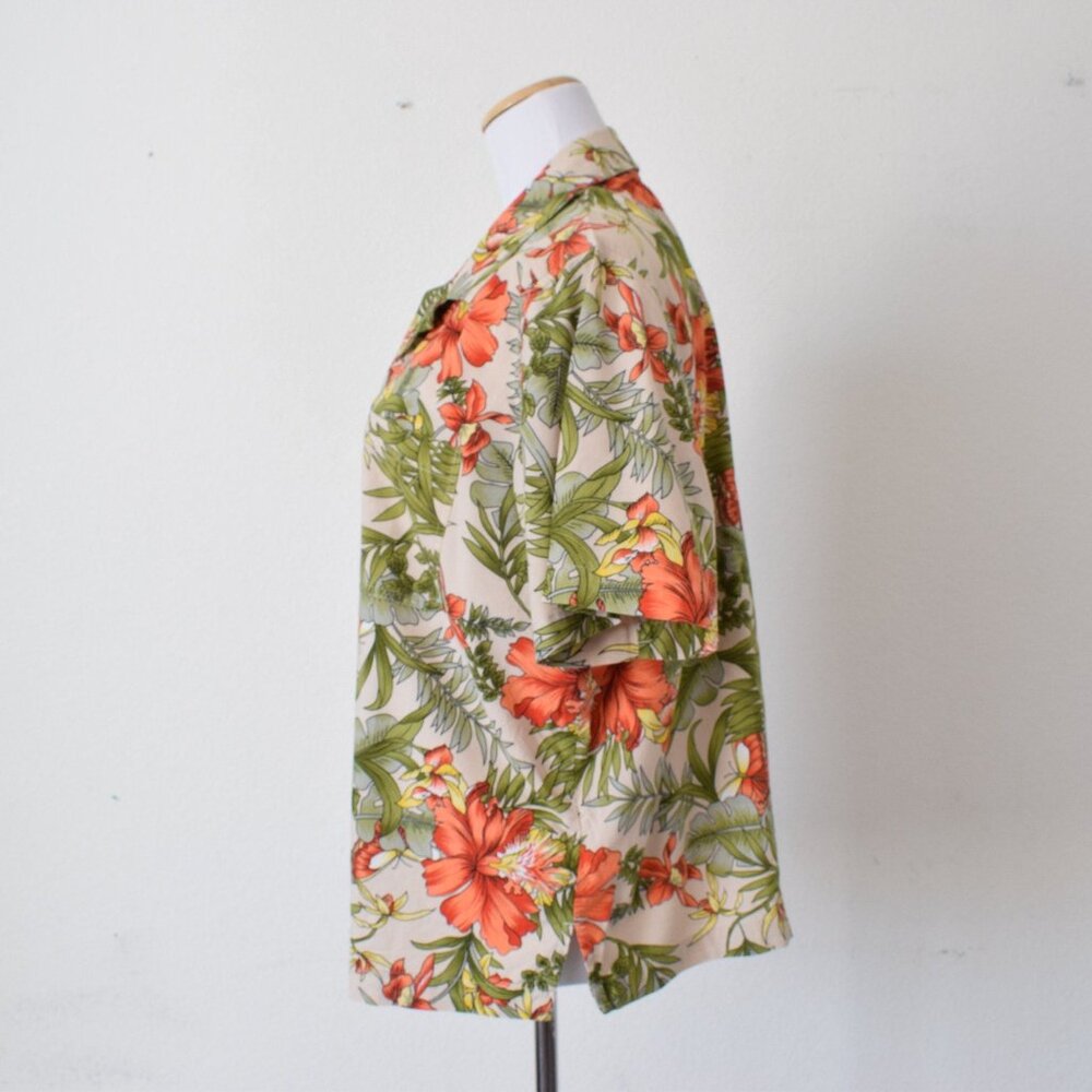 Plus Size‎ Vintage Floral 90s Button Down Cotton/Rayon Shirt size 2X - Picture 2 of 10